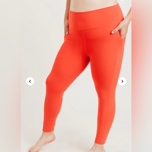 Mono B Pants - Mono B NWOT Orange High Fold Over Waist Full Length Active Leggings Boutique